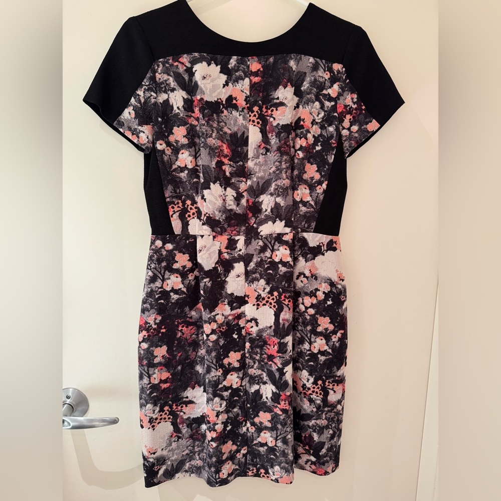 Club Monaco Black and Pink Floral Mini Dress